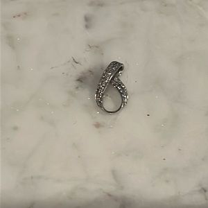 Sterling Silver pendant / charm, channel set cubic zirconia in Ribbon Design